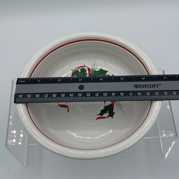 7” Coupe Soup Bowl Holiday Fiesta (Holly Berries With Red Ribbon) HOMER LAUGHLIN - Picture 5 of 6